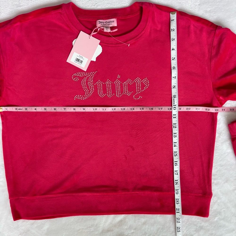 JUICY COUTURE Coco Red Diamanté Velour Tracksuit Top and Jogger Set--NWT--L - Picture 13 of 15